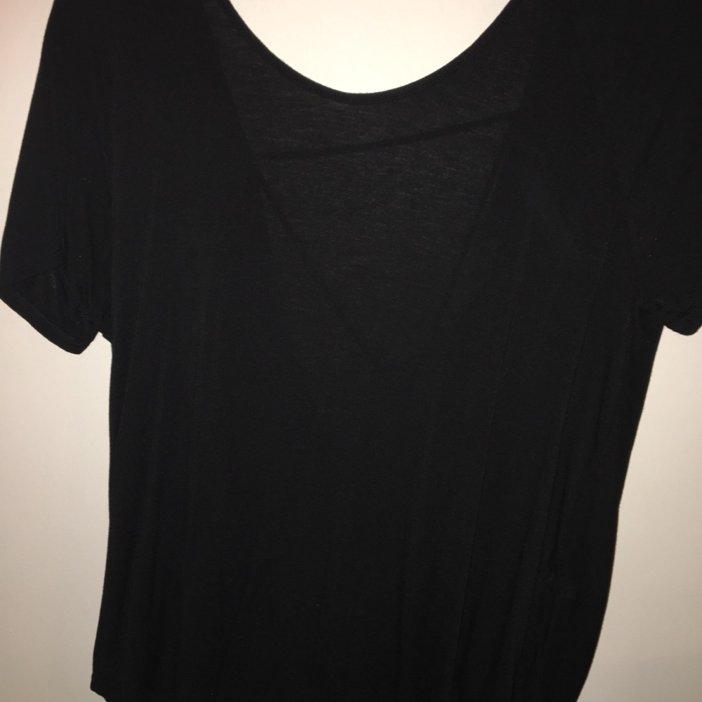 Buckle open back loose t shirt